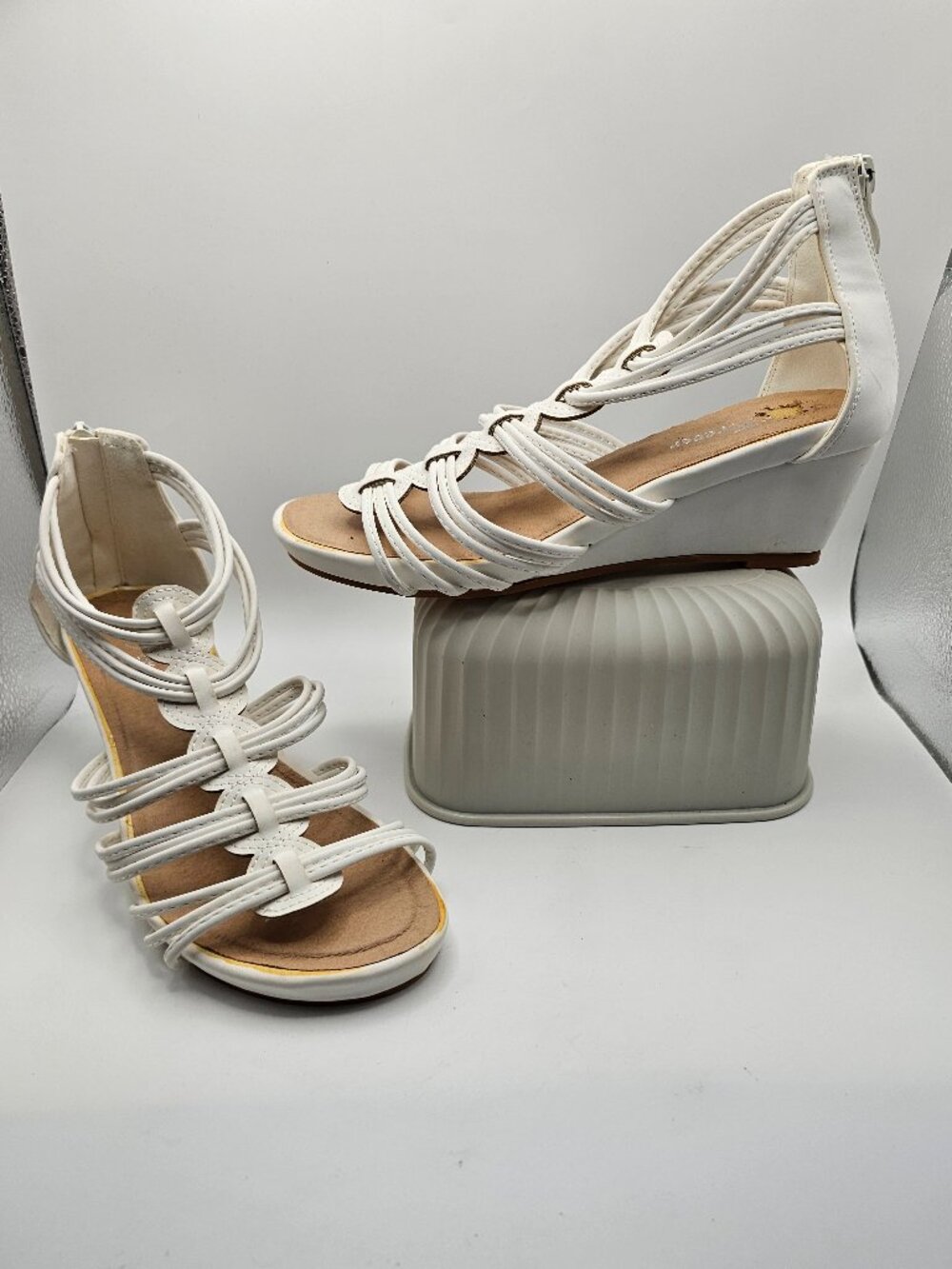Forever Link White Strappy Wedge Sandals